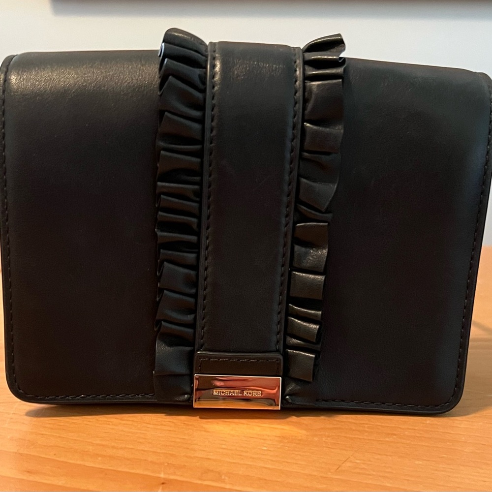 Michael Kors Jade Gusset Black Clutch purse